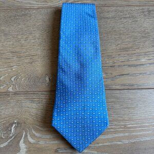 Salvatore Ferragamo Genuine Blue Fish Fishing Luxury Mens 100% Silk Tie Necktie